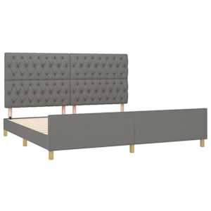 Rám postele s čelem tmavě šedý 200x200 cm textil - obrázek 4