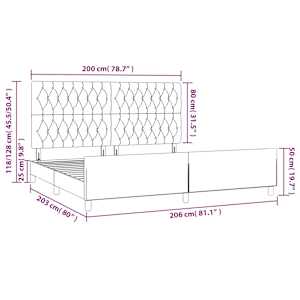 Rám postele s čelem černý 200x200 cm textil - obrázek 14