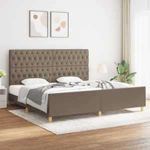Rám postele s čelem taupe 200x200 cm textil - obrázek 1