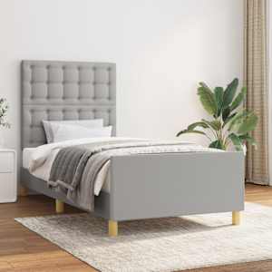 Rám postele s čelem světle šedý 80 x 200 cm textil - obrázek 1