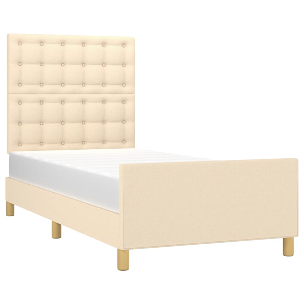 vidaXL krémszínű szövet ágykeret fejtámlával 80 x 200 cm