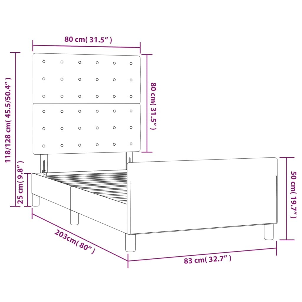 Rám postele s čelem modrý 80 x 200 cm textil - obrázek 14