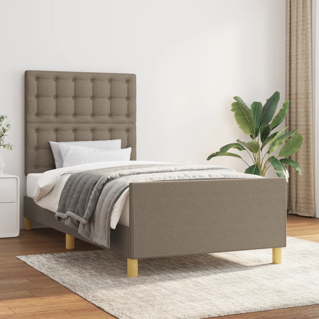 vidaXL Cadre de lit avec tête de lit Taupe 90x200 cm Tissu