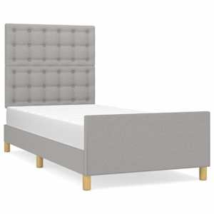 Rám postele bez matrace světle šedá 100 x 200 cm textil - obrázek 2