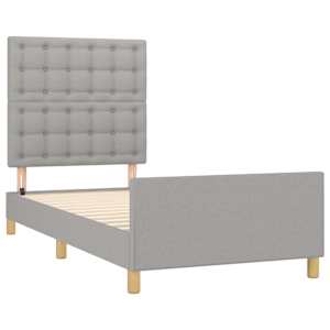 Rám postele bez matrace světle šedá 100 x 200 cm textil - obrázek 4
