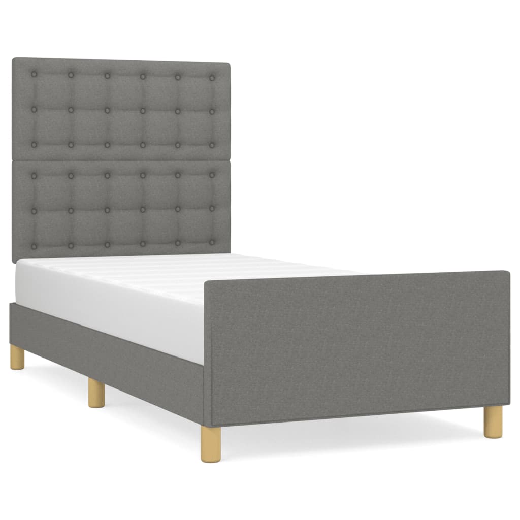 vidaXL Rám postele bez matrace tmavě šedá 100 x 200 cm textil