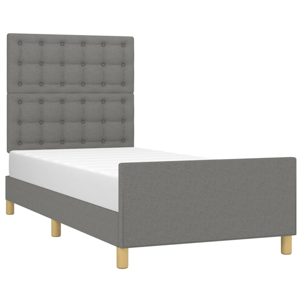 vidaXL Bedframe zonder matras 100x200 cm stof donkergrijs afbeelding