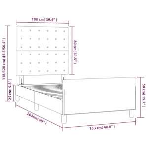 Rám postele bez matrace tmavě šedá 100 x 200 cm textil - obrázek 14