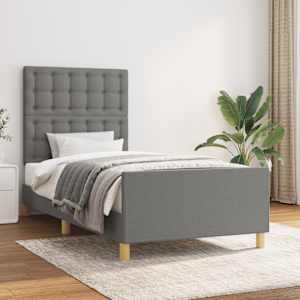 Posteljni okvir brez vzmetnice temno siv 100x200 cm blago