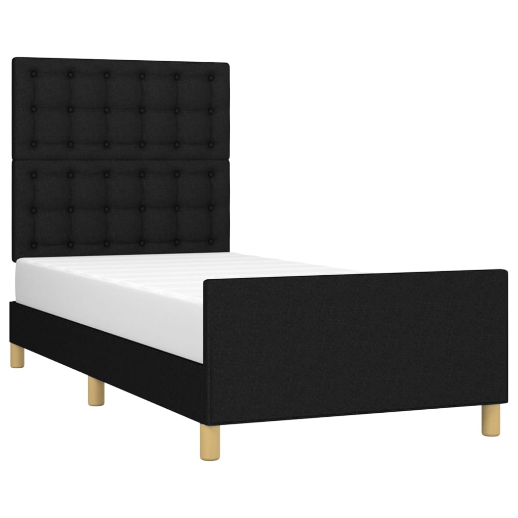 vidaXL Bedframe zonder matras 100x200 cm stof zwart afbeelding