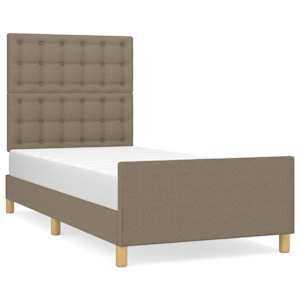 Rám postele bez matrace taupe 100 x 200 cm textil - obrázek 2