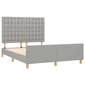 Rám postele bez matrace světle šedý 140 x 190 cm textil - obrázek 4