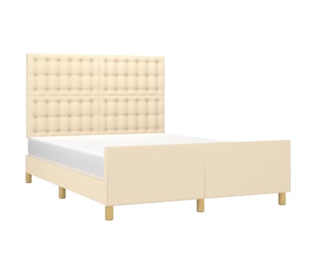 vidaXL Cama sin colch&oacute;n tela color crema 140x190 cm