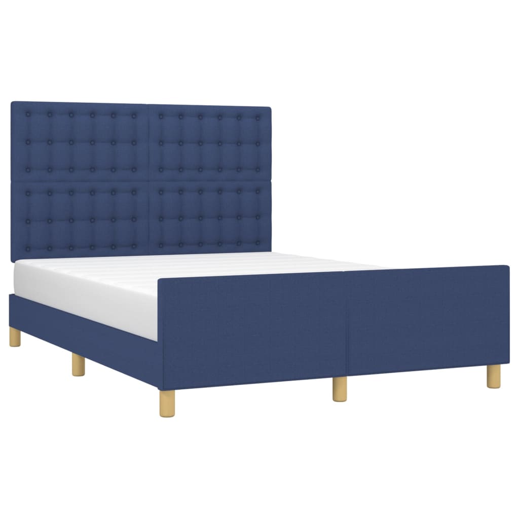 vidaXL Bedframe zonder matras stof blauw 140x190 cm afbeelding