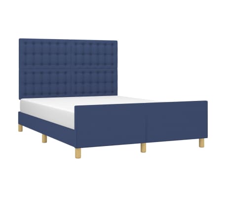 vidaXL Estrutura de cama sem colchão 140x190 cm tecido azul
