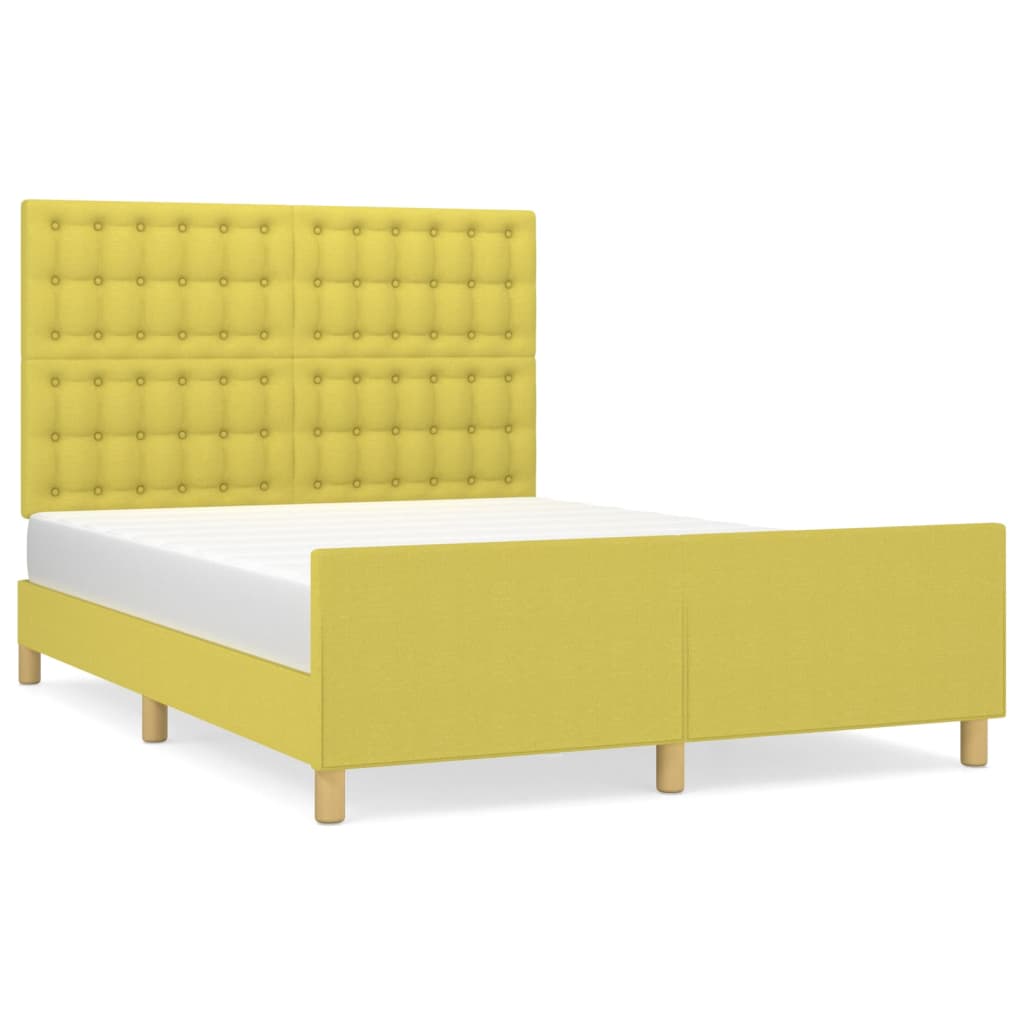 zöld szövet ágykeret fejtámlával 140 x 190 cm