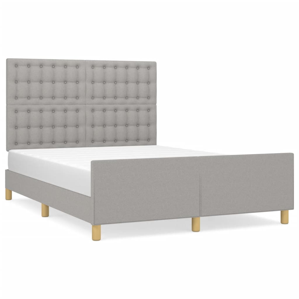 vidaXL Bedframe met hoofdeinde stof lichtgrijs 140x200 cm