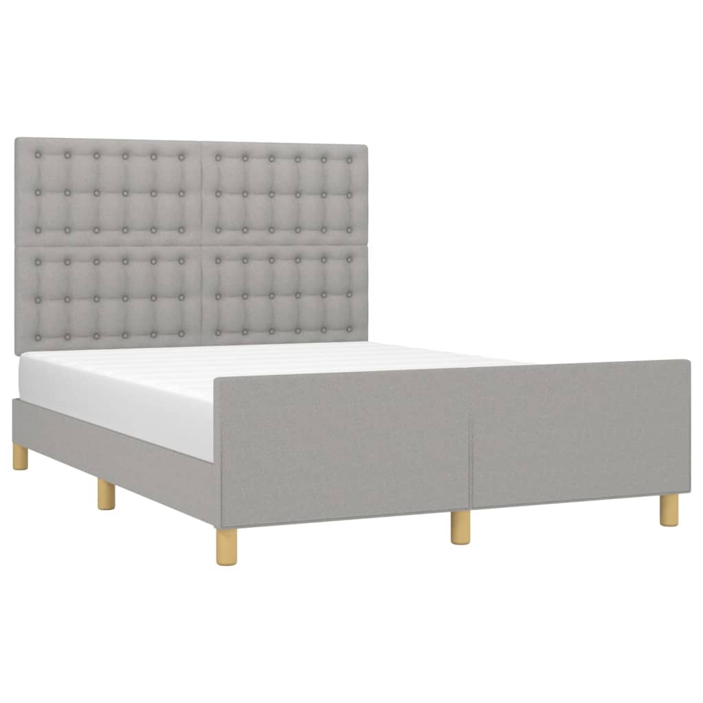 vidaXL Bedframe zonder matras stof lichtgrijs 140x200 cm afbeelding