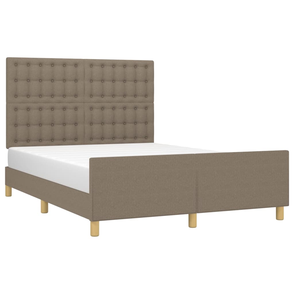 vidaXL Bedframe zonder matras stof taupe 140x200 cm afbeelding