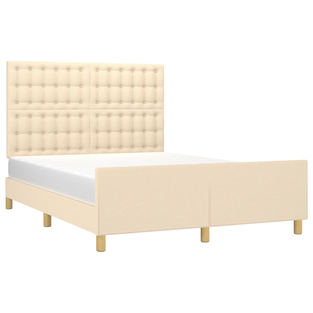 vidaXL Bedframe zonder matras stof crèmekleurig 140x200 cm afbeelding