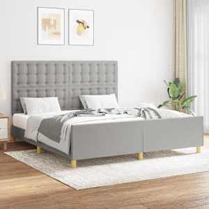 Rám postele bez matrace světle šedý 160 x 200 cm textil - obrázek 1