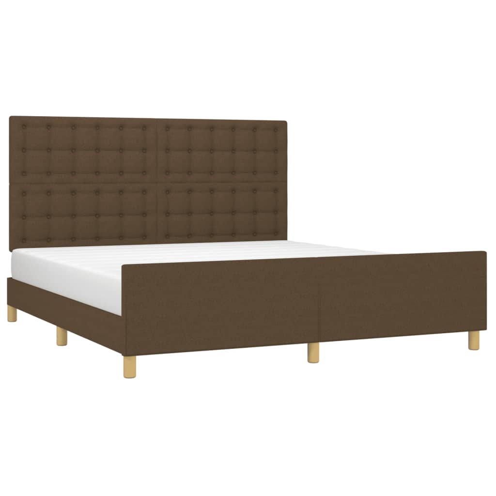 vidaXL Bedframe zonder matras stof donkerbruin 160x200 cm afbeelding