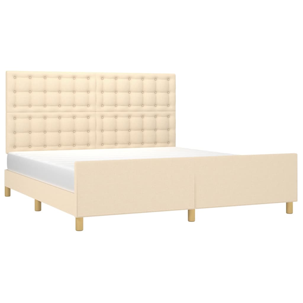 vidaXL Bedframe zonder matras stof crèmekleurig 160x200 cm afbeelding