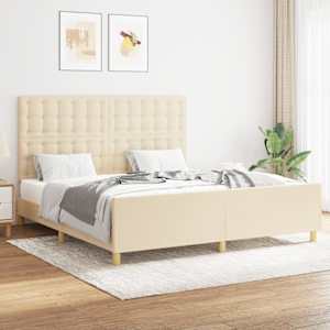 Rám postele bez matrace krémový 160 x 200 cm textil - obrázek 1