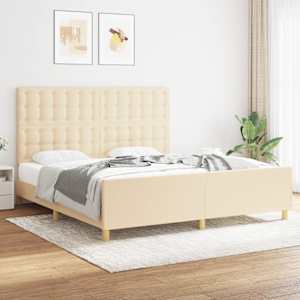 Rám postele s čelem krémový 180x200 cm textil - obrázek 1