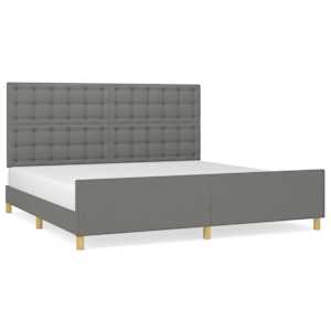 Rám postele bez matrace tmavě šedý 200 x 200 cm textil - obrázek 2
