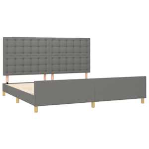 Rám postele bez matrace tmavě šedý 200 x 200 cm textil - obrázek 4