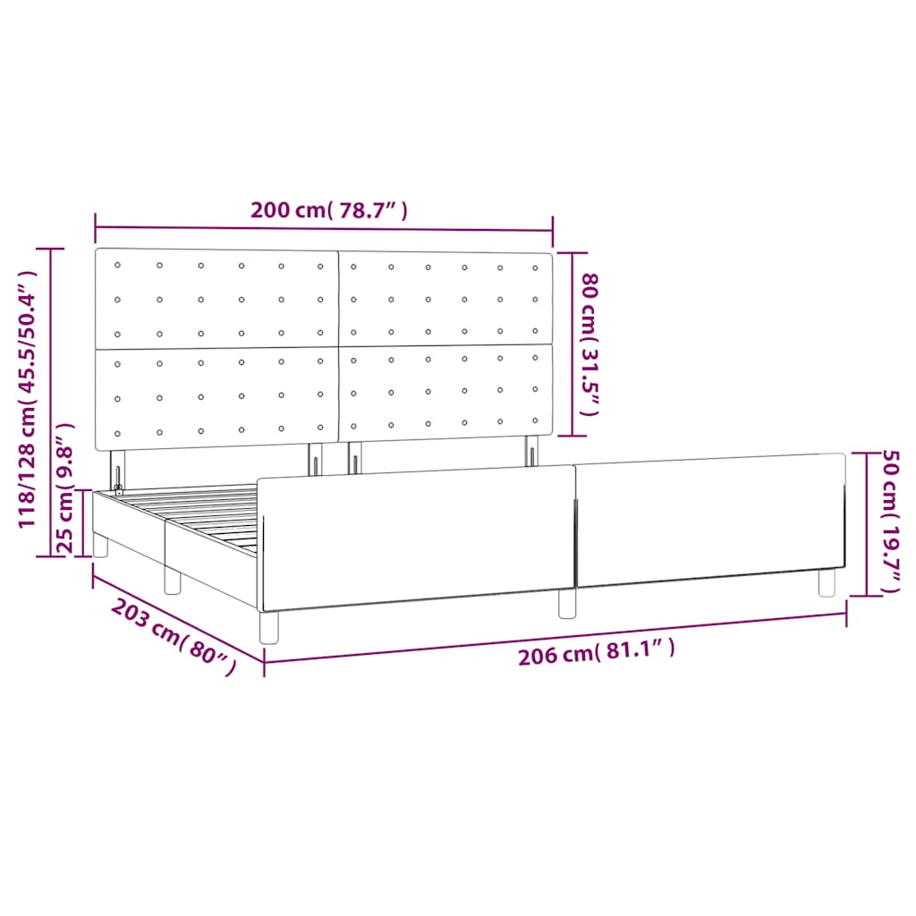Rám postele bez matrace černý 200 x 200 cm textil - obrázek 14