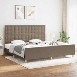 Rám postele bez matrace taupe 200 x 200 cm textil - obrázek 1