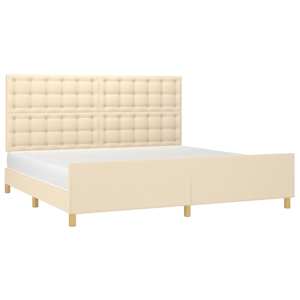 Rám postele bez matrace krémový 200 x 200 cm textil - obrázek 3