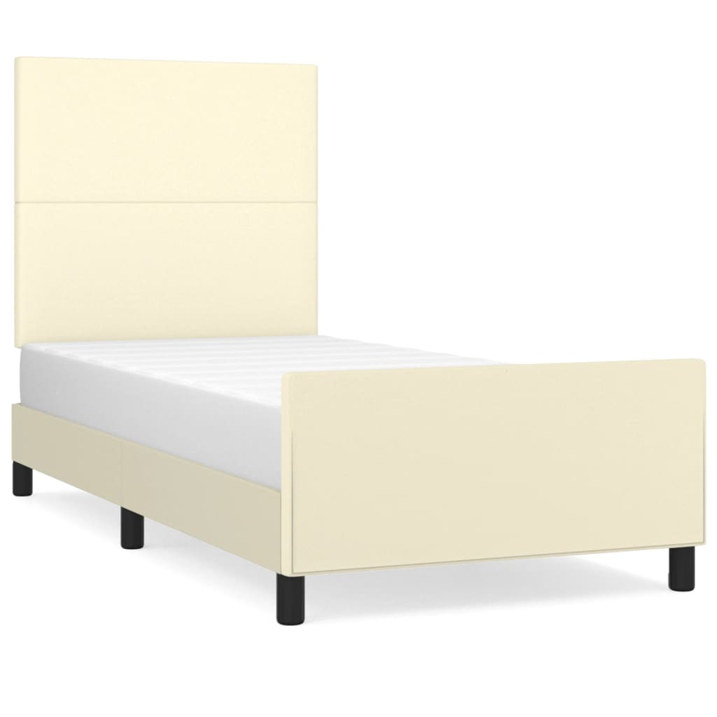 vidaXL Bedframe met hoofdbord kunstleer crèmekleurig 80x200 cm
