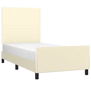 vidaXL Bedframe met hoofdbord kunstleer cr&egrave;mekleurig 80x200 cm