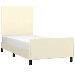 Rám postele s čelem krémový 90x190 cm umělá kůže - obrázek 3
