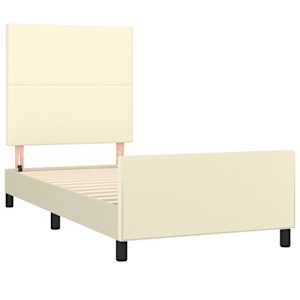 Rám postele s čelem krémový 90x190 cm umělá kůže - obrázek 4