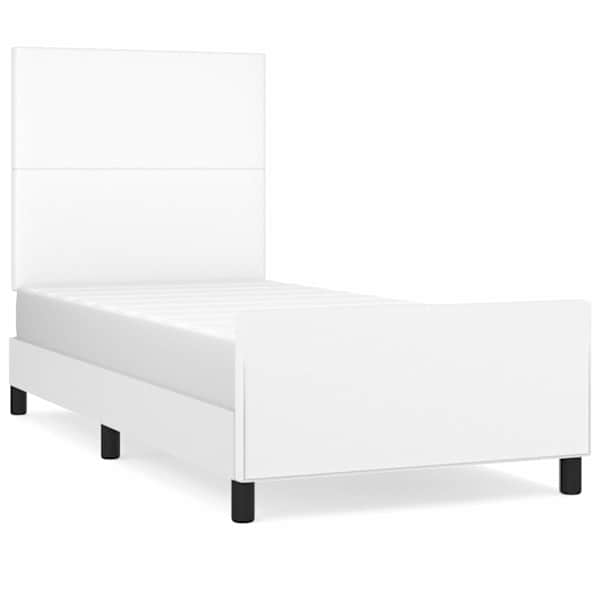 vidaXL voodiraam peatsiga, valge, 90x200 cm, kunstnahk