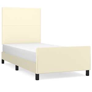 Rám postele s čelem krémový 100x200 cm umělá kůže - obrázek 2