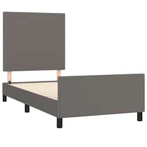 Rám postele s čelem šedý 100x200 cm umělá kůže - obrázek 4