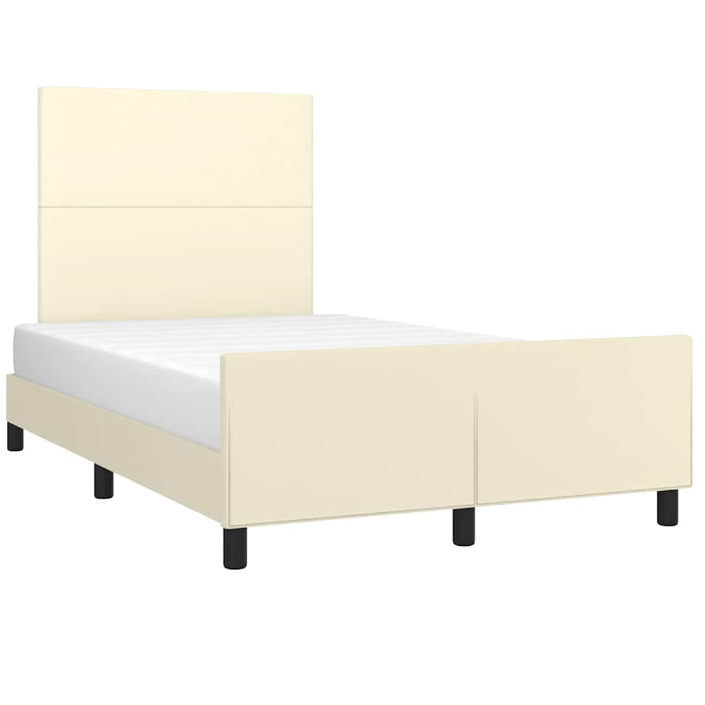vidaXL Bedframe met hoofdbord kunstleer crèmekleurig 120x200 cm, foto 2