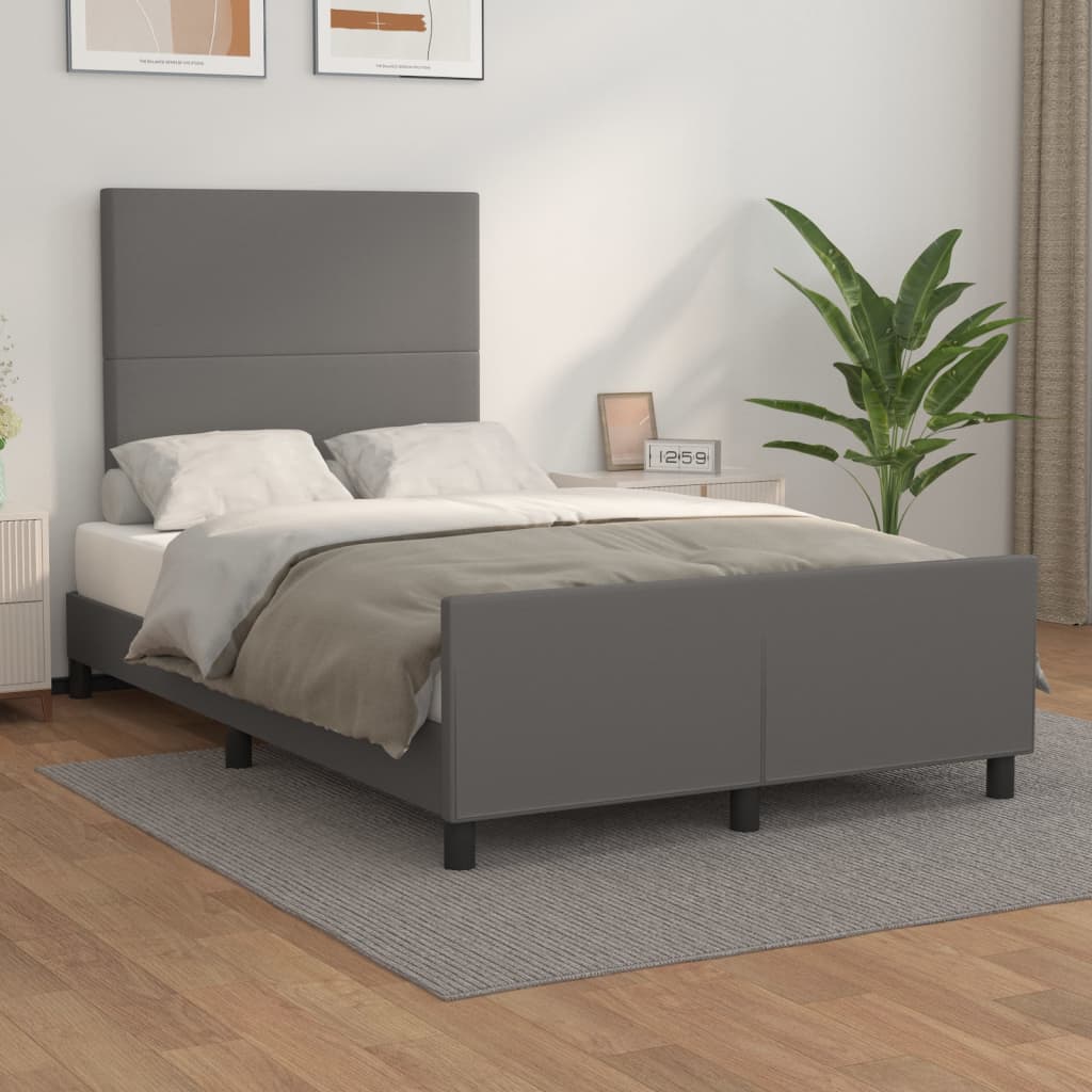 vidaXL Cadru de pat cu tăblie, gri, 120×200 cm, piele ecologică 120x200 imagine noua