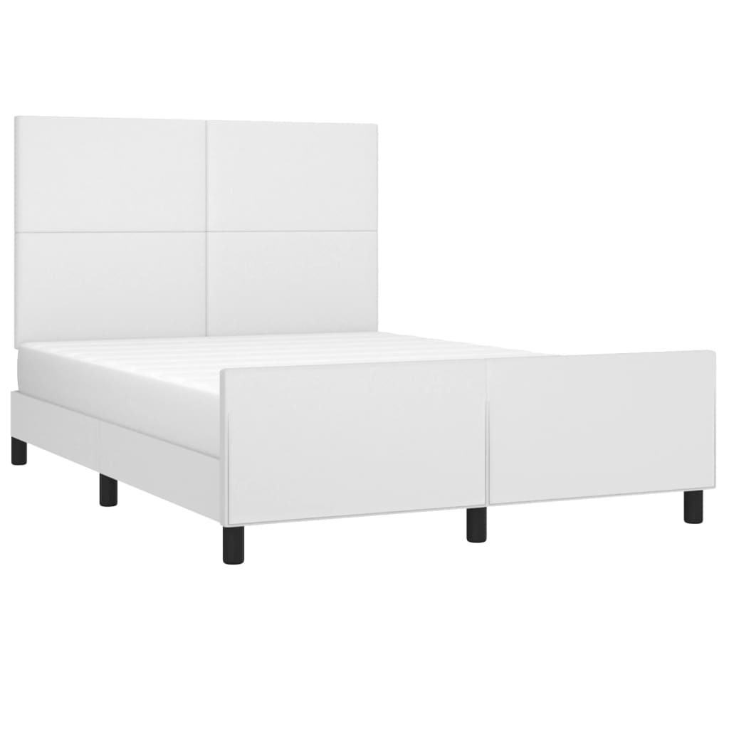 vidaXL Bedframe met hoofdbord kunstleer wit 140x190 cm afbeelding