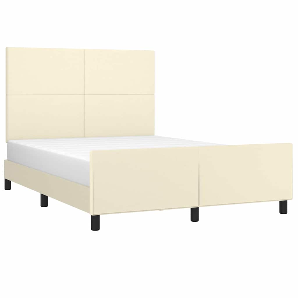 vidaXL Bedframe met hoofdbord kunstleer crèmekleurig 140x190 cm, foto 2