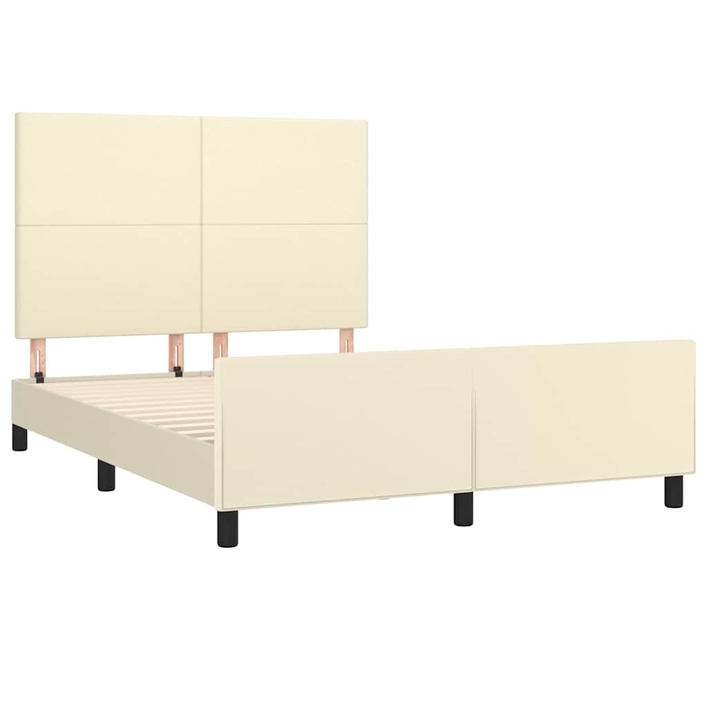 vidaXL Bedframe met hoofdbord kunstleer crèmekleurig 140x190 cm, foto 4