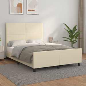 Posteljni okvir z vzglavjem krem 140x190 cm umetno usnje
