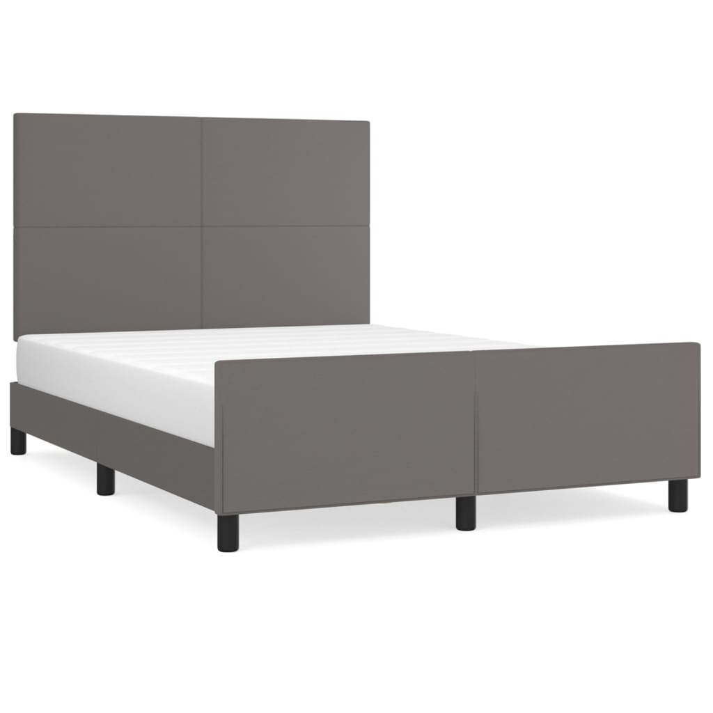 E-shop vidaXL Posteľný rám s čelom sivý 140x190 cm umelá koža