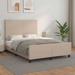 Posteljni okvir z vzglavjem kapučino 140x190 cm umetno usnje