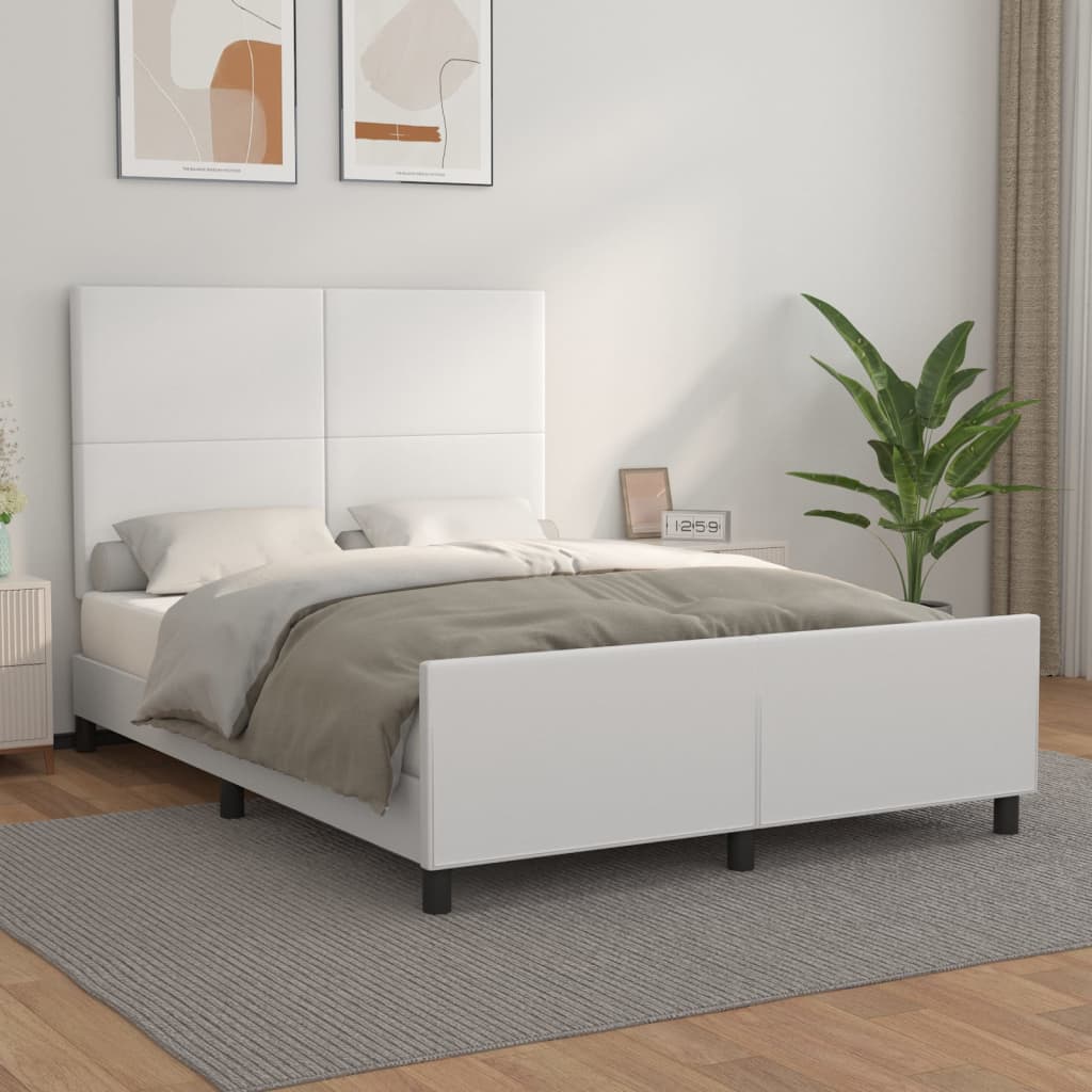 vidaXL Cadre de lit avec tête de lit Blanc 140x200 cm Similicuir